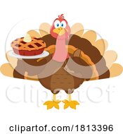 Turkey Bird Mascot With Pie Licensed Cartoon Clipart
