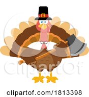 Poster, Art Print Of Pilgrim Turkey Bird Mascot Holding Axe Licensed Cartoon Clipart