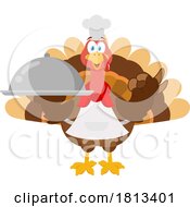 Chef Turkey Bird Mascot With Cloche Licensed Cartoon Clipart