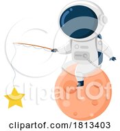 Astronaut Catching Stars From The Moon Licensed Cartoon Clipart