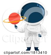 Astronaut Holding A Planet Licensed Cartoon Clipart