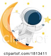 Astronaut Reaching For The Stars On The Moon Licensed Cartoon Clipart