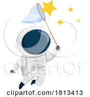 Astronaut Catching Stars Licensed Cartoon Clipart