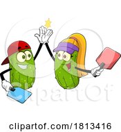 Pickleball Pickle Couple High Fiving Licensed Cartoon Clipart by Hit Toon