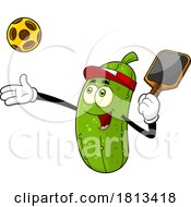 Male Pickleball Pickle Mascot Licensed Cartoon Clipart