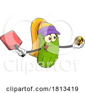 Female Pickleball Pickle Mascot Licensed Cartoon Clipart