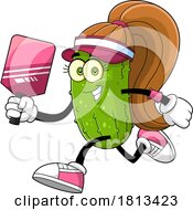 Female Pickleball Pickle Mascot Licensed Cartoon Clipart