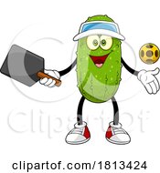 Male Pickleball Pickle Mascot Licensed Cartoon Clipart