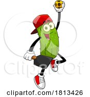 Male Pickleball Pickle Mascot Licensed Cartoon Clipart