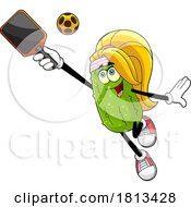 Female Pickleball Pickle Mascot Licensed Cartoon Clipart