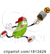 Male Pickleball Pickle Mascot Licensed Cartoon Clipart