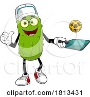 Male Pickleball Pickle Mascot Licensed Cartoon Clipart