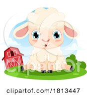 Sitting Lamb Barnyard Animal Licensed Cartoon Clipart