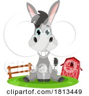 Sitting Donkey Barnyard Animal Licensed Cartoon Clipart