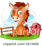 Sitting Horse Barnyard Animal Licensed Cartoon Clipart