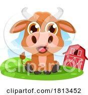 Bull Sitting Barnyard Animal Licensed Cartoon Clipart