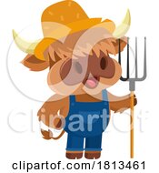 Poster, Art Print Of Highland Cow Mascot Farmer Licensed Cartoon Clipart