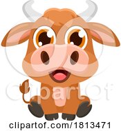 Bull Sitting Barnyard Animal Licensed Cartoon Clipart