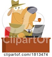 Poster, Art Print Of Detective Dog Researching At A Desk Licensed Cartoon Clipart