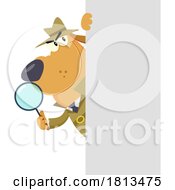 Poster, Art Print Of Detective Dog With Magnifying Glass Around Sign Licensed Cartoon Clipart