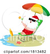 Poster, Art Print Of Vacationing Santa Claus With A Cocktail On A Beach Licensed Cartoon Clipart