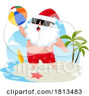 Poster, Art Print Of Vacationing Santa Claus With A Beach Ball Licensed Cartoon Clipart