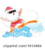 Poster, Art Print Of Vacationing Surfer Santa Claus Licensed Cartoon Clipart