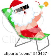 Poster, Art Print Of Poolside Vacationing Santa Claus Licensed Cartoon Clipart