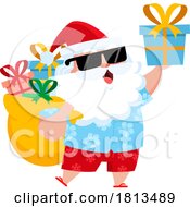 Poster, Art Print Of Vacationing Santa Claus With Gifts Licensed Cartoon Clipart