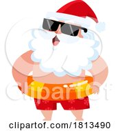 Poster, Art Print Of Vacationing Santa Claus With An Inner Tube Licensed Cartoon Clipart