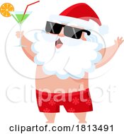 Poster, Art Print Of Vacationing Santa Claus With A Cocktail Licensed Cartoon Clipart