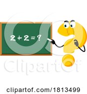 Question Mark Mascot Adding At A Chalkboard Licensed Cartoon Clipart