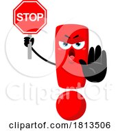 Exclamation Point Mascot Holding A Stop Sign Licensed Cartoon Clipart