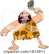 Poster, Art Print Of Angry Caveman Wielding A Stone Axe Licensed Cartoon Clipart