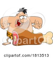 Hungry Caveman With A Meaty Leg Licensed Cartoon Clipart