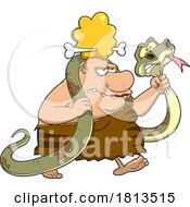 Poster, Art Print Of Cavewoman Carrying A Snake Licensed Cartoon Clipart