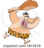 Caveman Chasing With A Club Licensed Cartoon Clipart