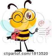 School Bee Mascot With An A On A Paper Licensed Cartoon Clipart