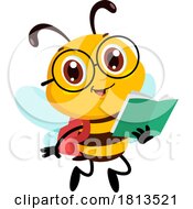 Poster, Art Print Of School Bee Mascot Reading Licensed Cartoon Clipart