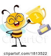 Poster, Art Print Of School Bee Mascot With A Trophy Licensed Cartoon Clipart