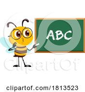 Poster, Art Print Of School Bee Mascot And Chalkboard Licensed Cartoon Clipart