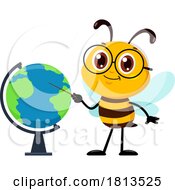 Poster, Art Print Of School Bee Mascot And Globe Licensed Cartoon Clipart