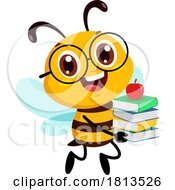 Poster, Art Print Of School Bee Mascot With Books Licensed Cartoon Clipart