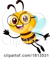 Poster, Art Print Of Waving School Bee Mascot Licensed Cartoon Clipart