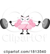 Poster, Art Print Of Brain Mascot Struggling With A Barbell Licensed Cartoon Clipart