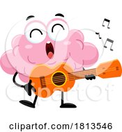 Poster, Art Print Of Brain Mascot Playing A Guitar And Singing Licensed Cartoon Clipart