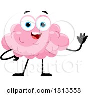 Poster, Art Print Of Waving Brain Mascot Licensed Cartoon Clipart