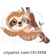 Cute Sloth In A Tree Licensed Cartoon Clipart