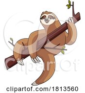 Sloth Hanging Out On A Branch Licensed Cartoon Clipart