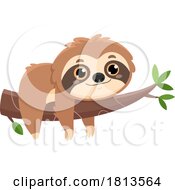 Sloth Hanging Out On A Branch Licensed Cartoon Clipart